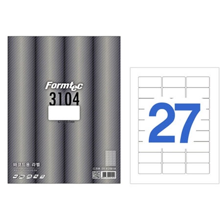 [폼텍] LS-3104 레이저/잉크젯  라벨 A4 100매 (27칸)