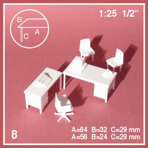 사무실책상과 의자 세트(책상2 의자3)  1:25 /FS5752322