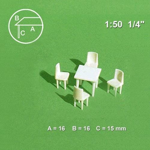  사각 테이블과 의자(테이블1 의자4)   1:50 / FS5550704 